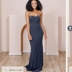 Revelry Quinn velvet dress in Indie Blue
